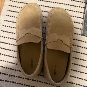 Hermes Tan Suede Loafers